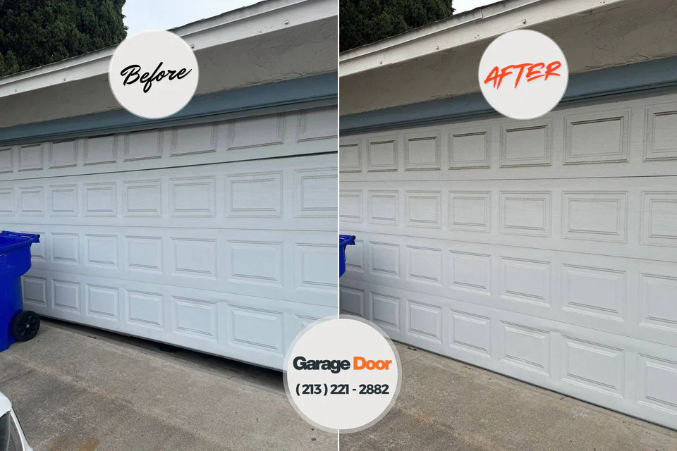 Before and after: garage door repair Williams Bay, WI